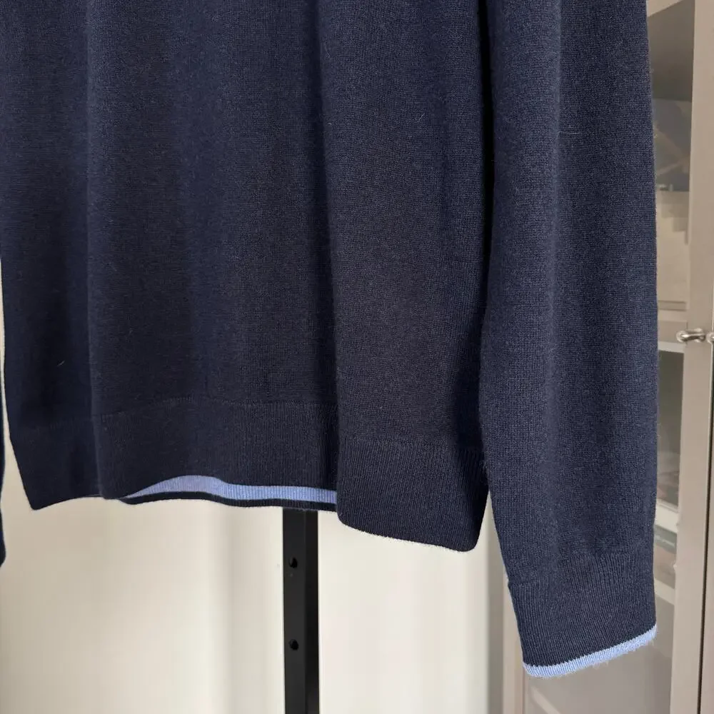 Greyson Koko Maltese Wool Cashmere Hoodie XL NEW Knit Navy Hooded Sweater LS